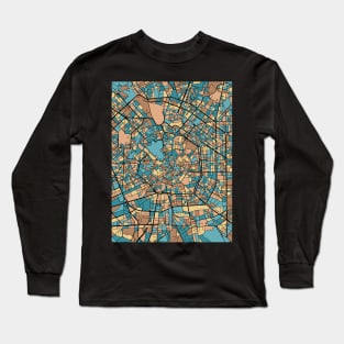 Milan Map Pattern in Mid Century Pastel Long Sleeve T-Shirt